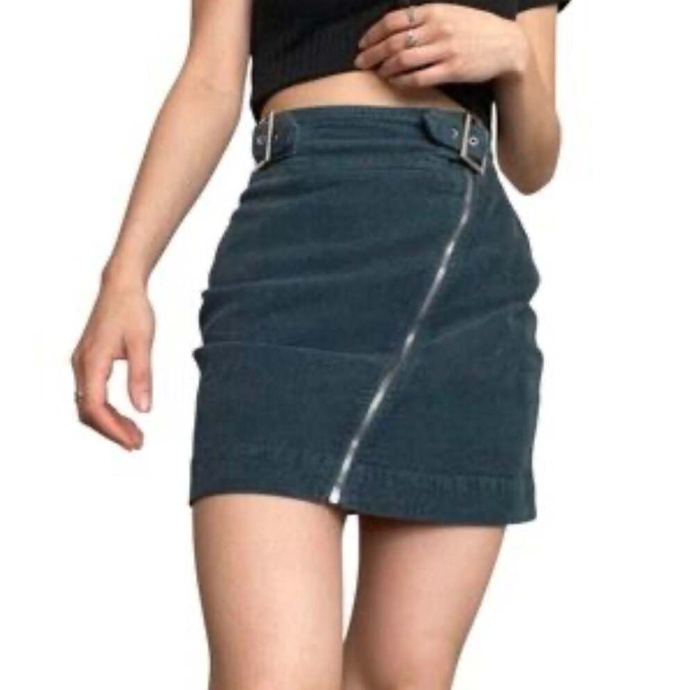 Urban Outfitters Harmony Corduroy Asymmetrical Zip Mini Skirt